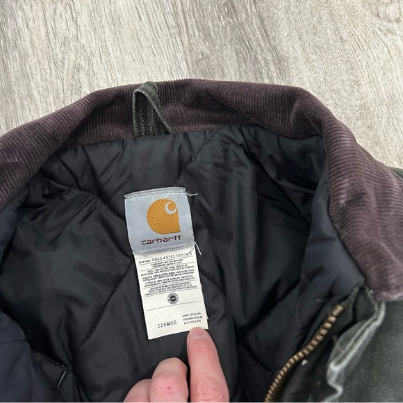 Vintage Carhartt Duck Canvas Jacket Quilted  Mens S Moss Green Barn Chore Arctic - Picture 3 of 15